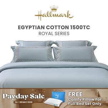 Hallmark Royal Egyptian Cotton 1500TC Laced Bed Linen - Blue