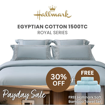 Hallmark Royal Egyptian Cotton 1500TC Laced Bed Linen - Blue
