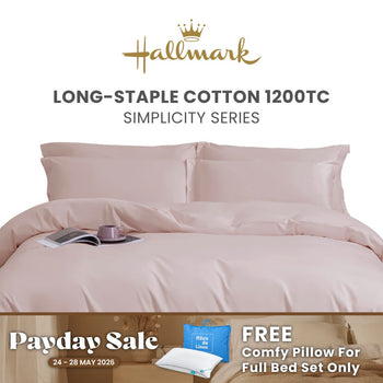 Hallmark Simplicity Premium Cotton 1200TC Plain Bed Linen -  Pink