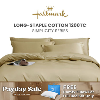 Hallmark Simplicity Premium Cotton 1200TC Plain Bed Linen - Khaki