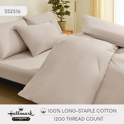 Hallmark 5-Star Hotel Long-Staple 1200TC Plain Bed Linen - Dusty Pink
