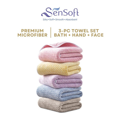 Sensoft Premium Microfiber 3 piece Towel Set